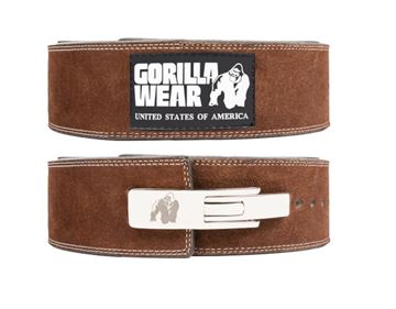 Træningsbælte i læder 4 inch Lever fra Gorilla wear brun